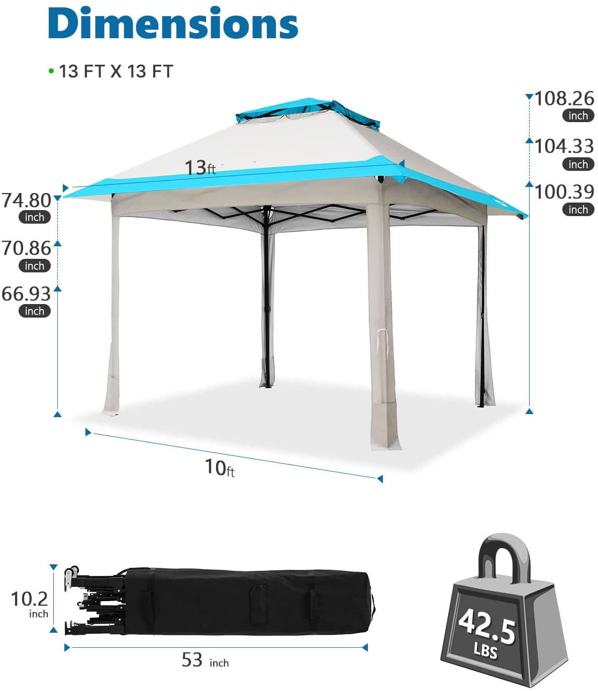 13x13 canopy tent dimensions#color_gray/blue