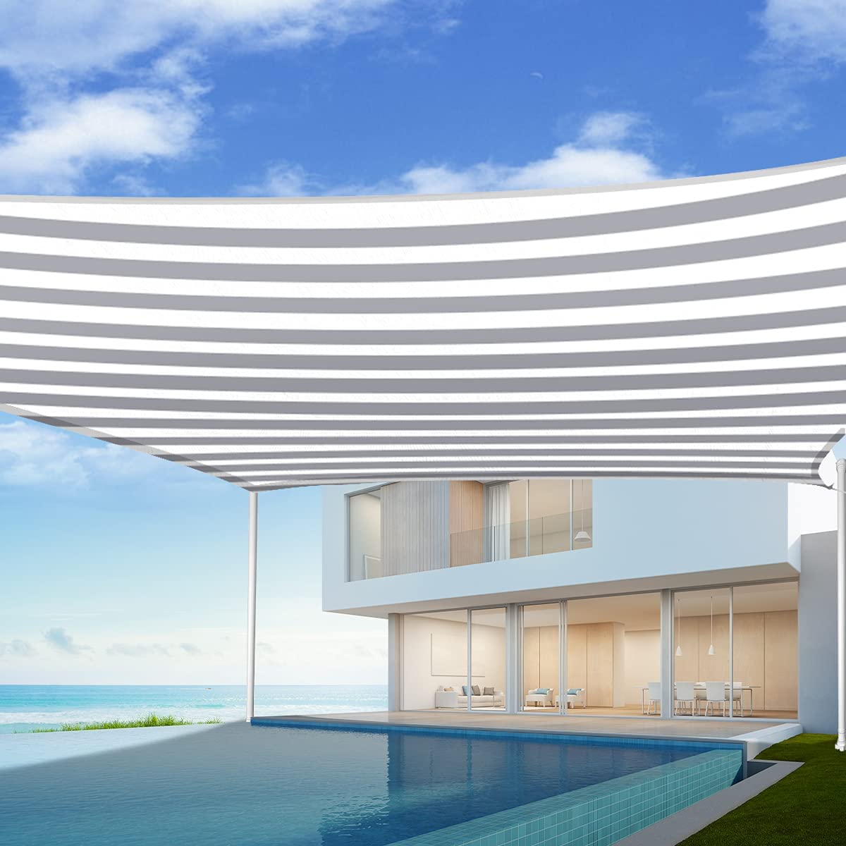 10'x13' Rectangle Shade Sail-White and grey