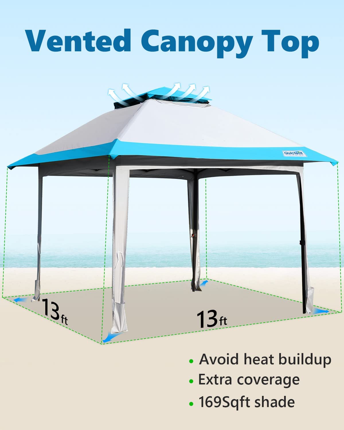 13'x13' upgrade Pop up Canopy Tent#color_gray/blue