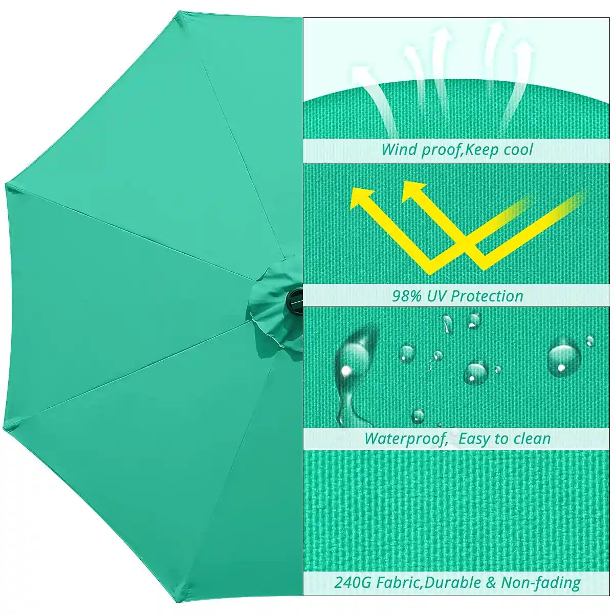 green patio table umbrella details#color_dark green