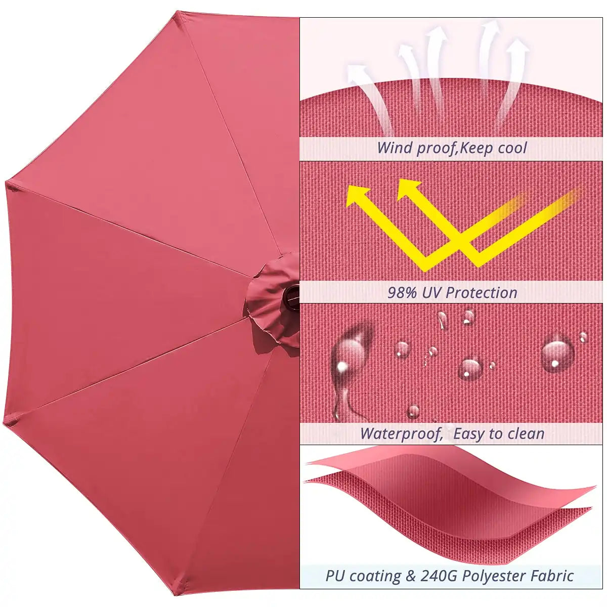 wine patio table umbrella details#color_wine