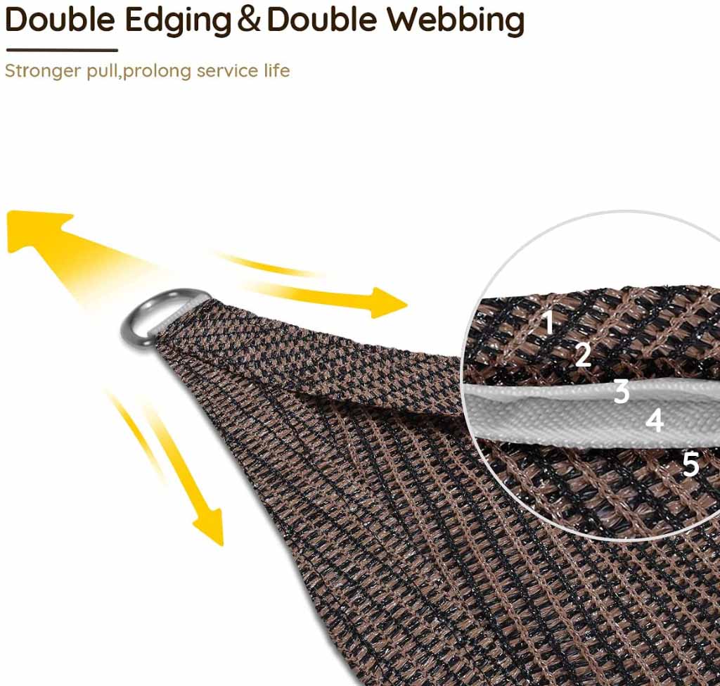Rectangle Sun Shade double edging&double webbing