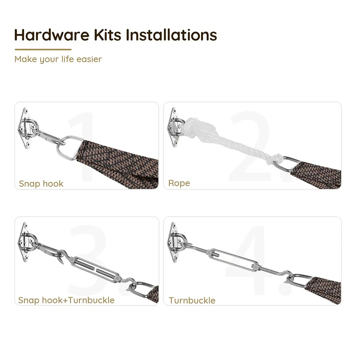 Brown rectangle shade sail hardware kits