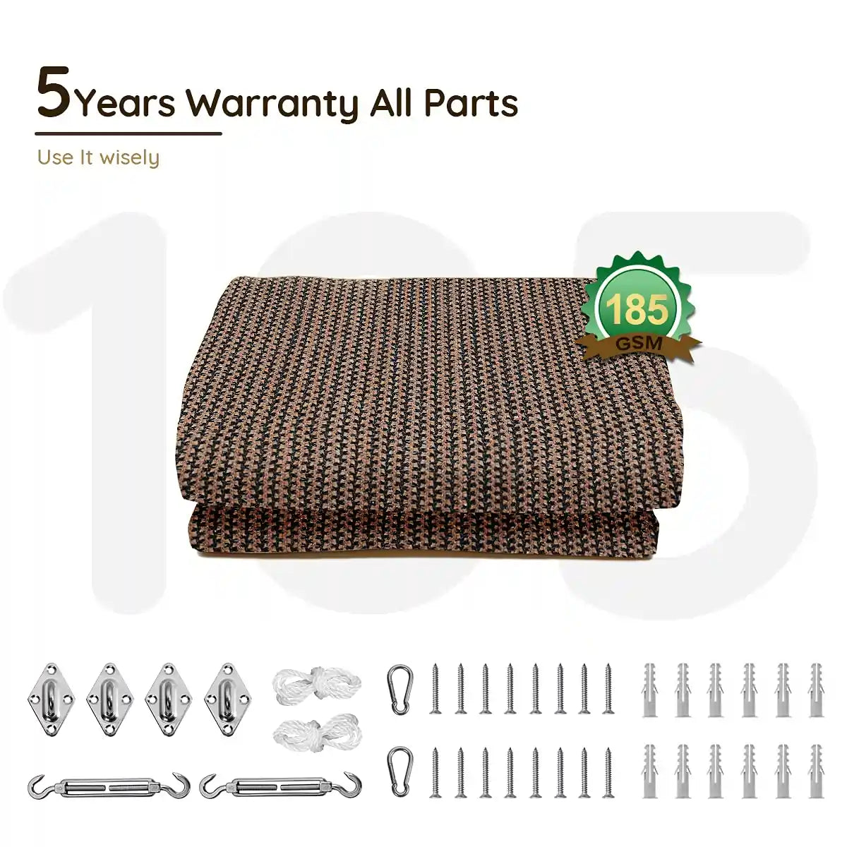 Brown rectangle shade sail 5 years warranty