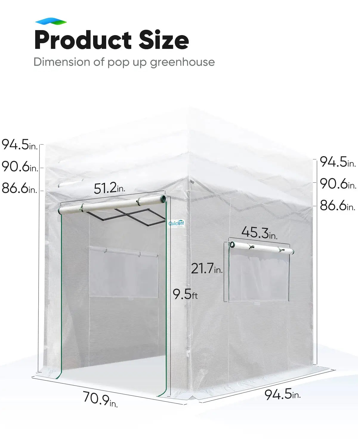 dimension of pop up greenhouse#color_white