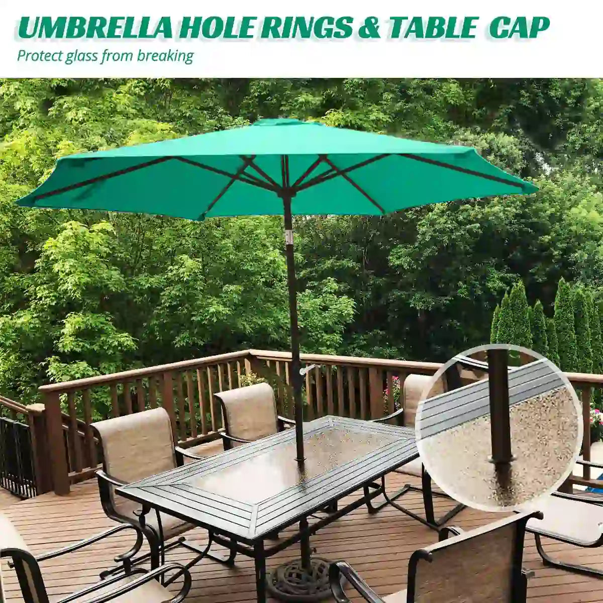 Green 9 ft umbrella table cap#color_dark green