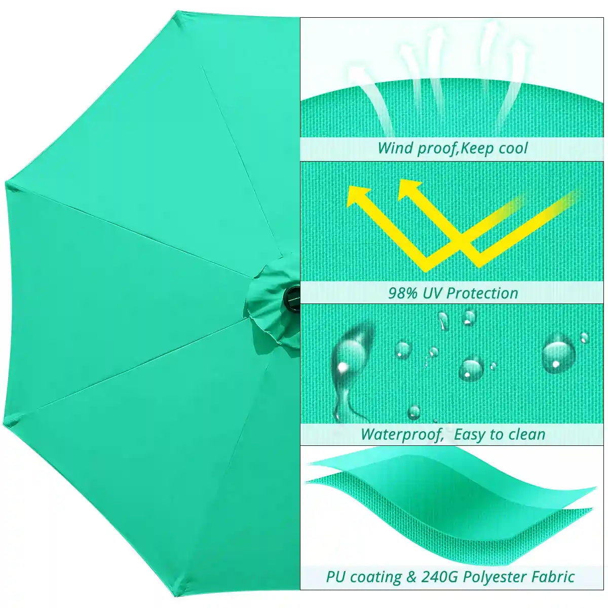 green 9 ft patio umbrella fabric#color_dark green