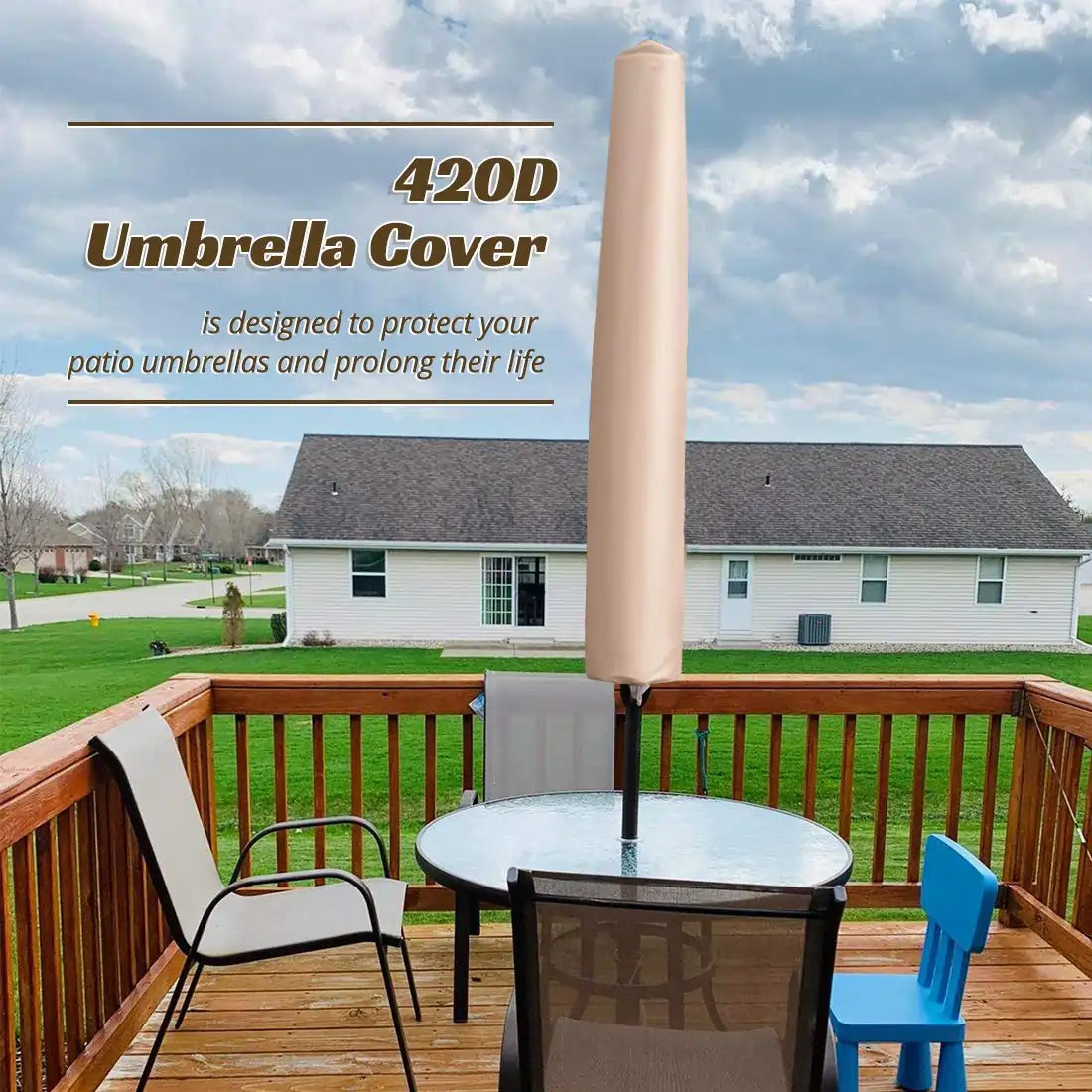 white 9 ft table patio umbrella cover#color_beige white