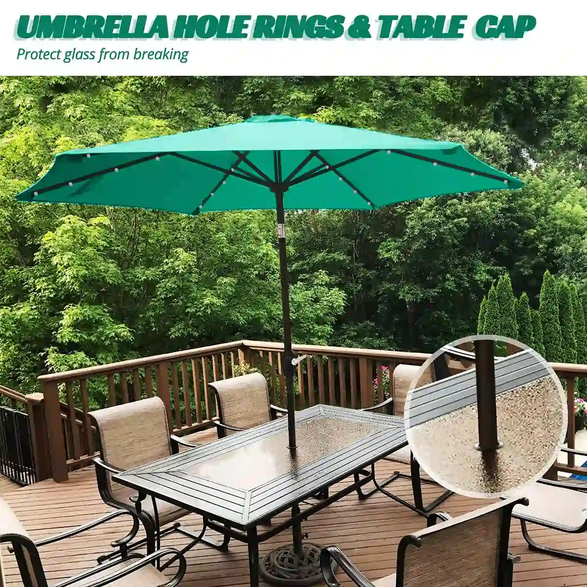 green umbrella with led lights table cap#color_dark green