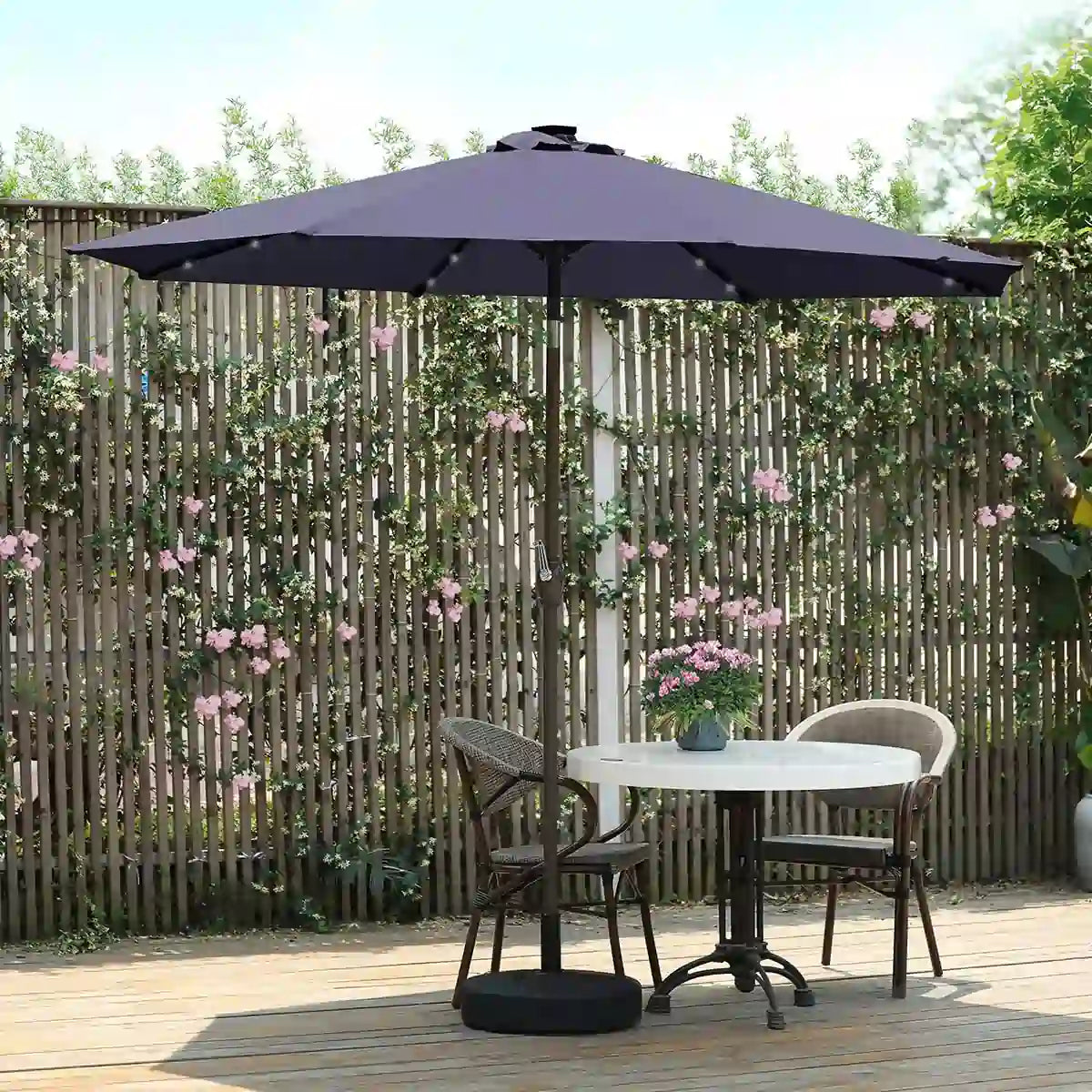 navy blue umbrella with led lights for shade#color_navy blue