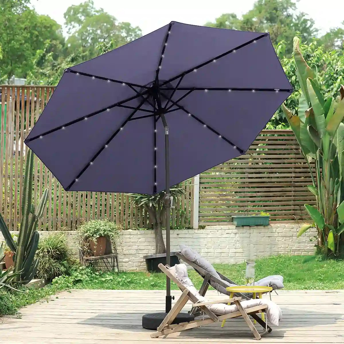 navy blue 9 ft outdoor umbrella with lights for patio#color_navy blue