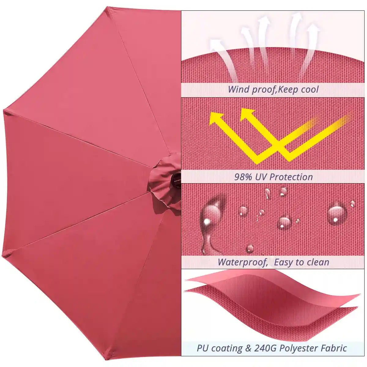 wine 9 ft patio umbrella with lights fabric details#color_wine