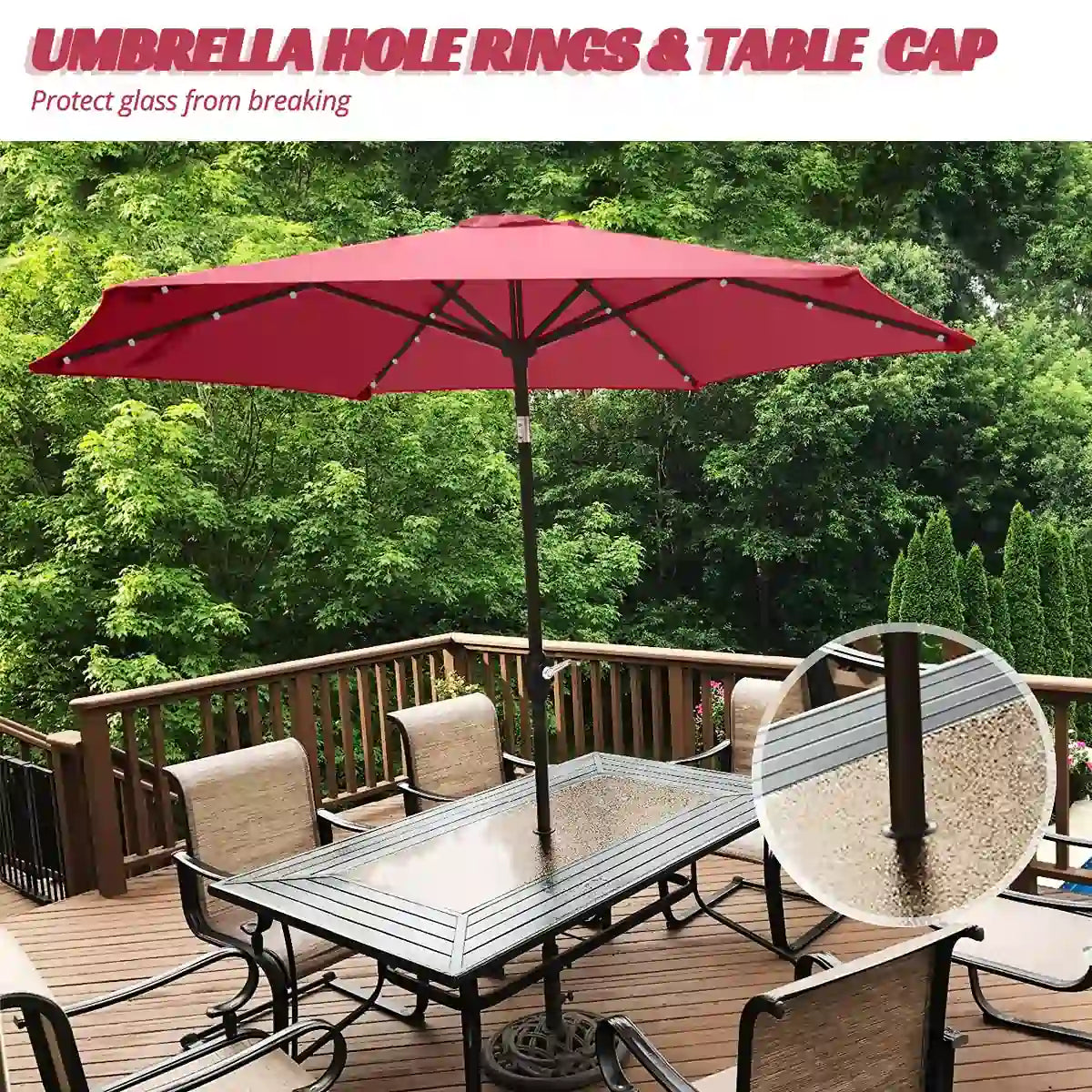wine umbrella with led lights table cap#color_wine