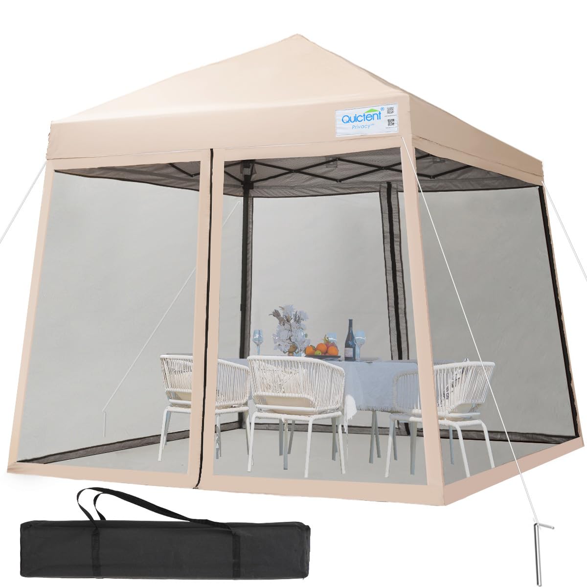 9' x 9' Pop Up Canopy Tent -Tan#color_tan