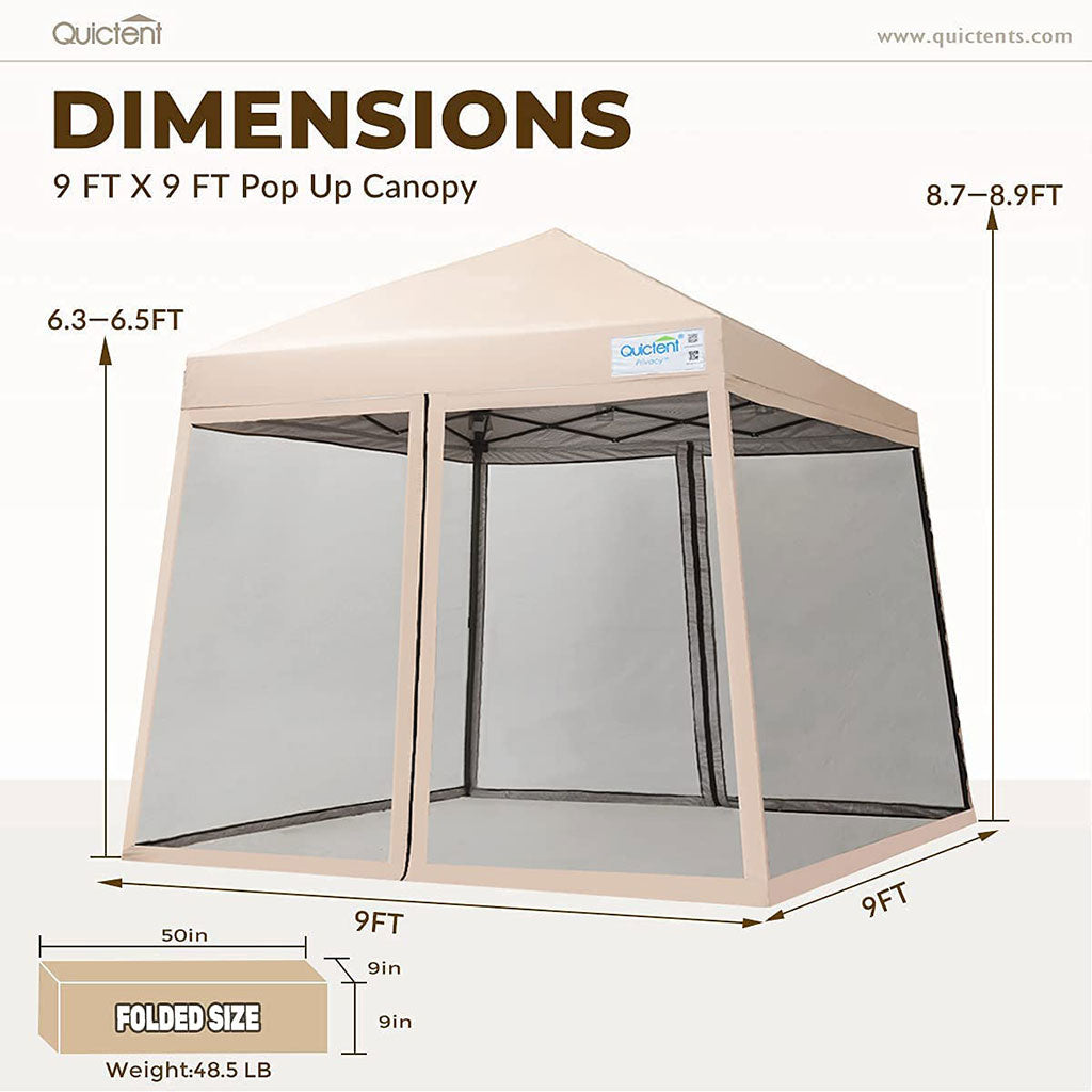 9' x 9' Pop Up Canopy Tent size#color_tan