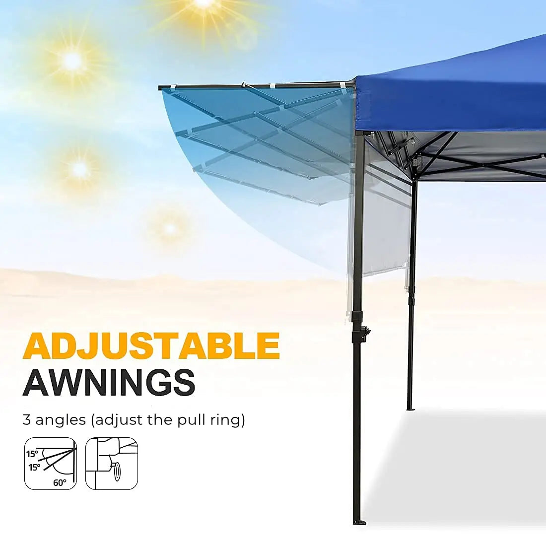 Shade Tent With Adjustable Awnings#color_royal blue