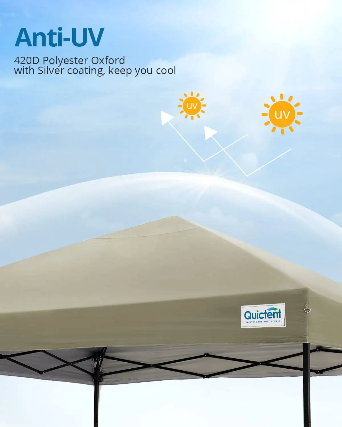 Anti-UV fabric 10x10 clear pop up tent#color_beige
