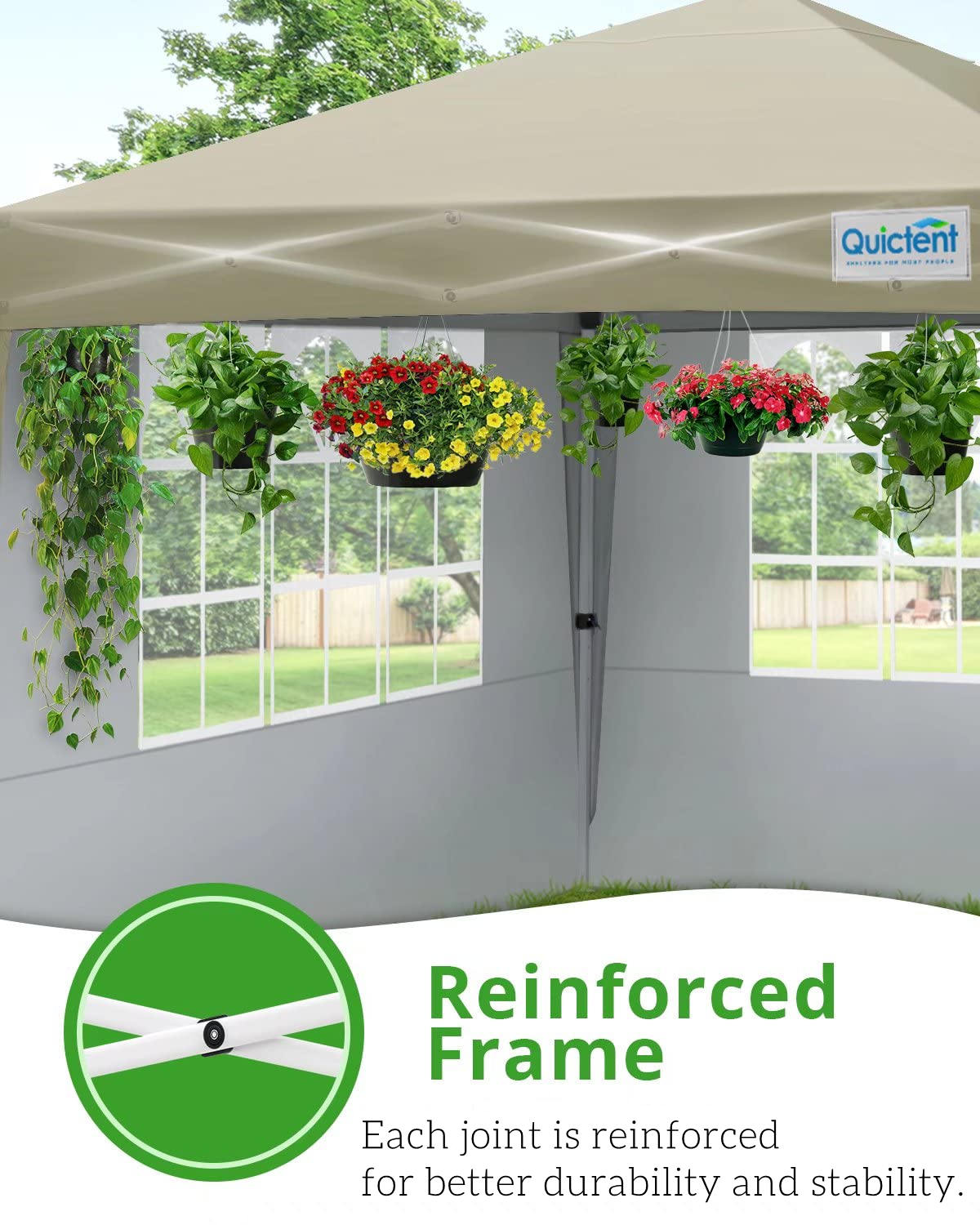 10'x10' Upgraded Canopy Tent reinforced frame#color_beige