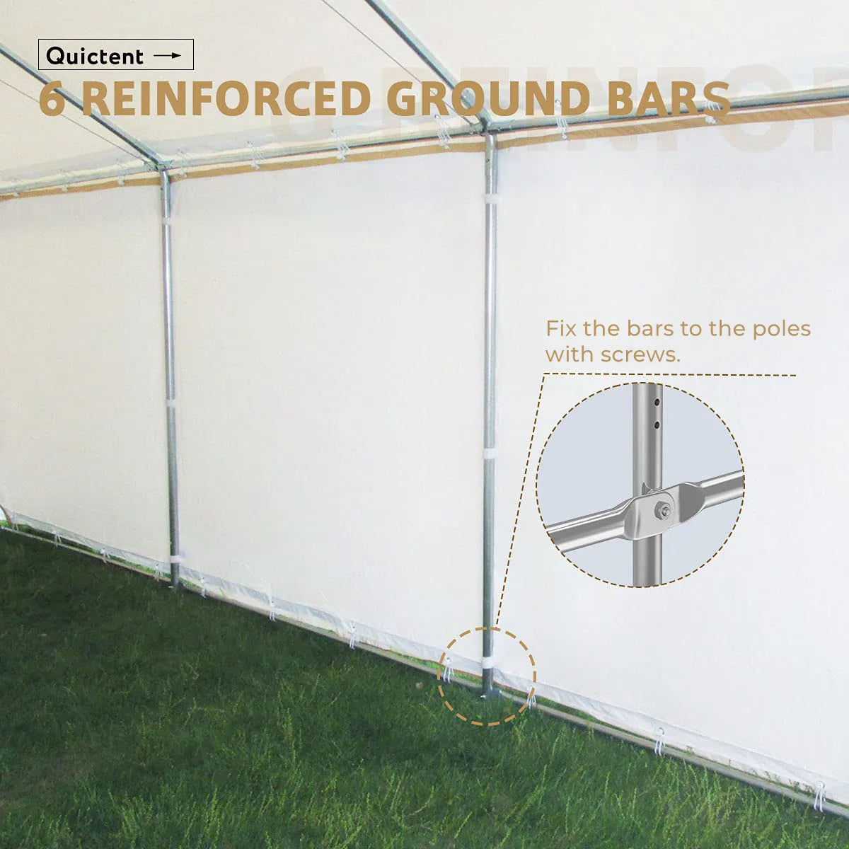 20' x 10' Upgraded Car Shelter with 6 reinforced ground bar#color_beige