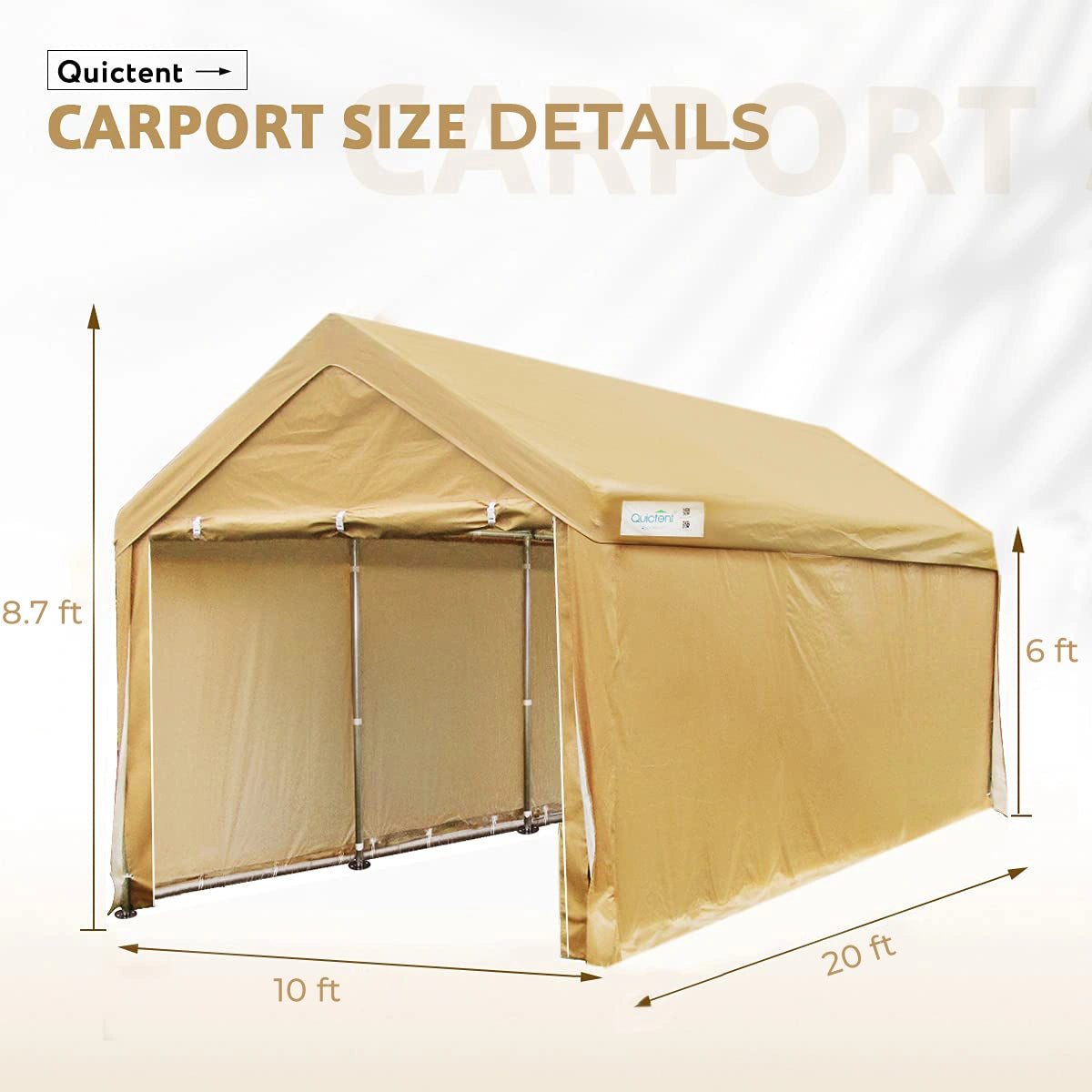 20' x 10' Upgraded Car Shelter size#color_beige