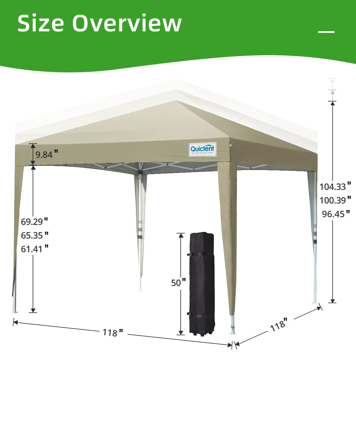 10'x10' Upgraded Pop up Canopy Tent Size#color_beige