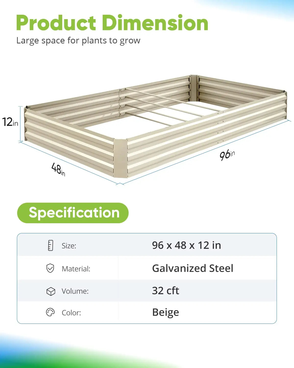 beige garden bed dimension#color_beige