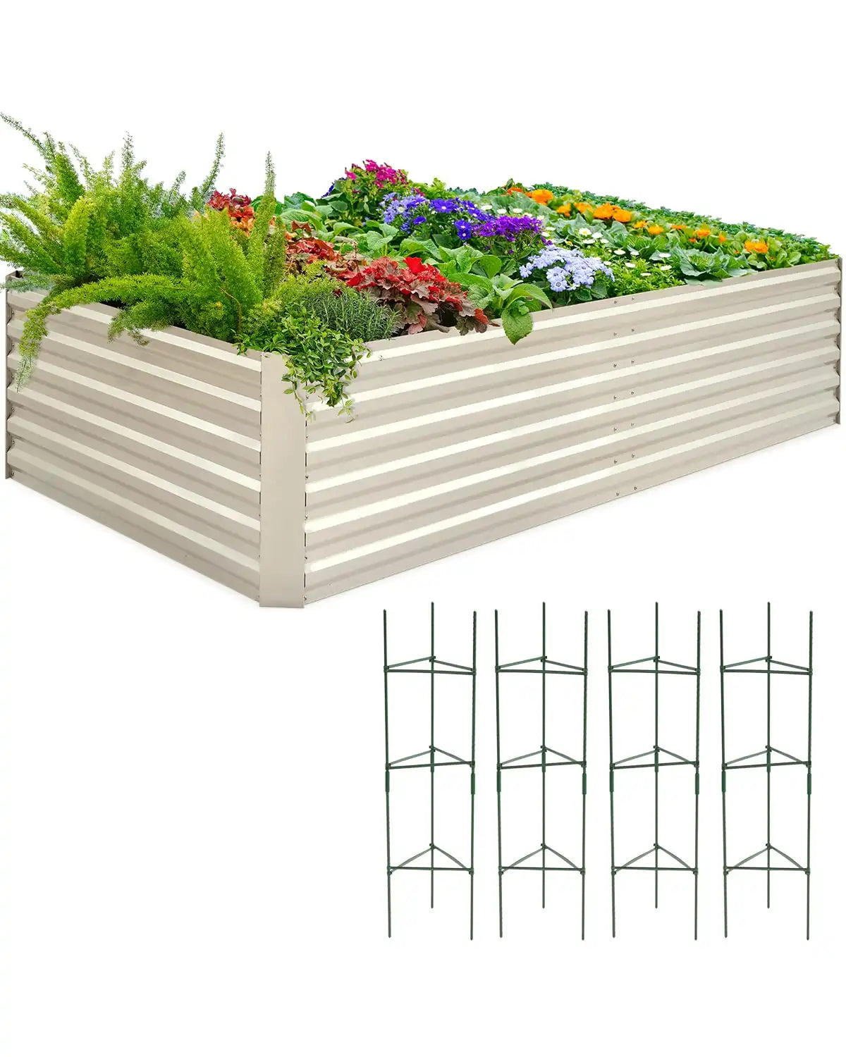 8' x 4' x 2' Galvanized Raised Garden Bed#color_beige