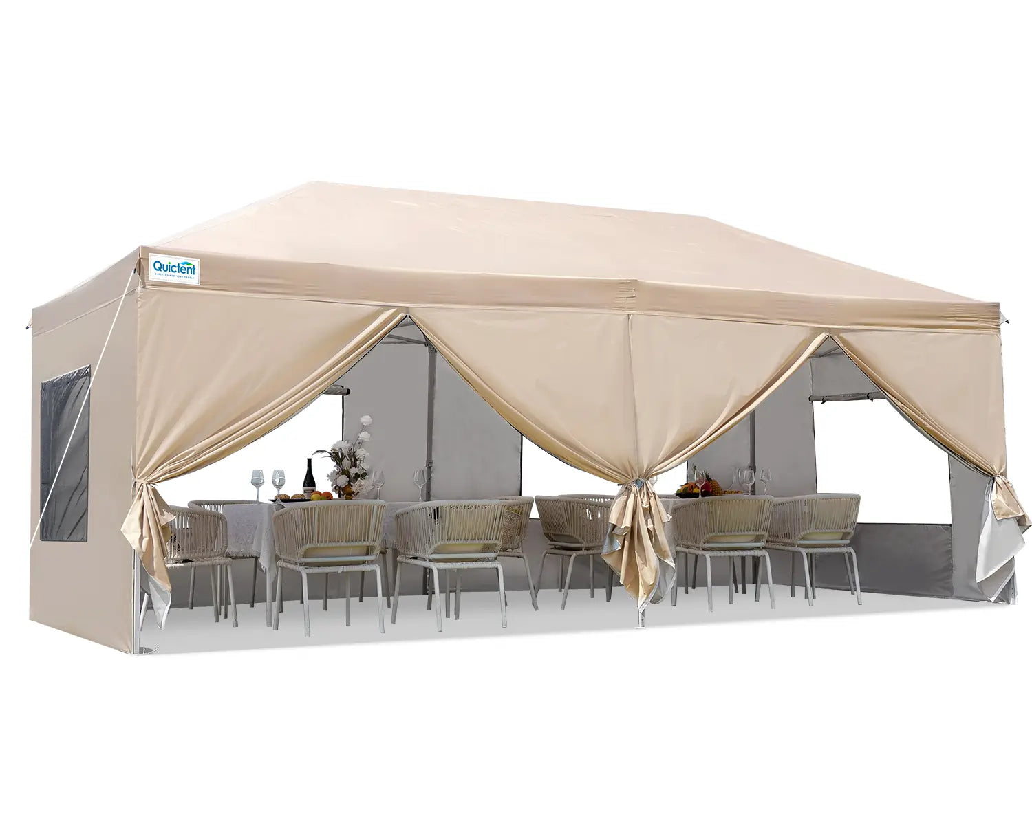 Beige Privacy 10x20 Pop Up Canopy#color_beige