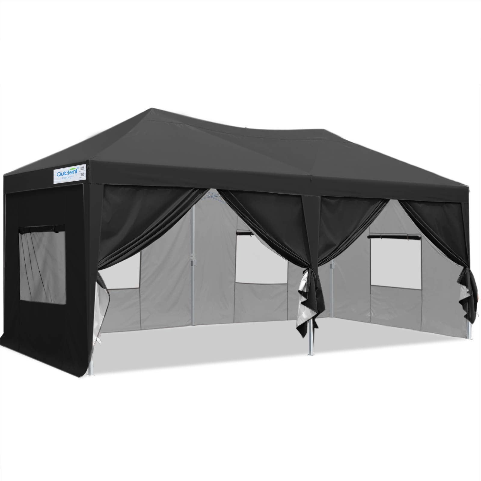 Black Privacy 10x20 Pop Up Canopy#color_black