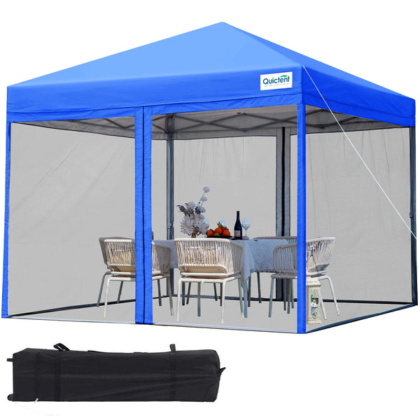Quictent 10 x10 Pop Up Canopy with Netting 4 Colors Royal Blue