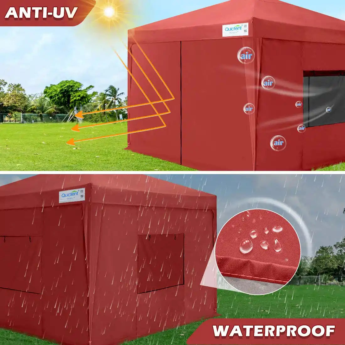 red 8x8 canopy with sides fabric#color_wine red