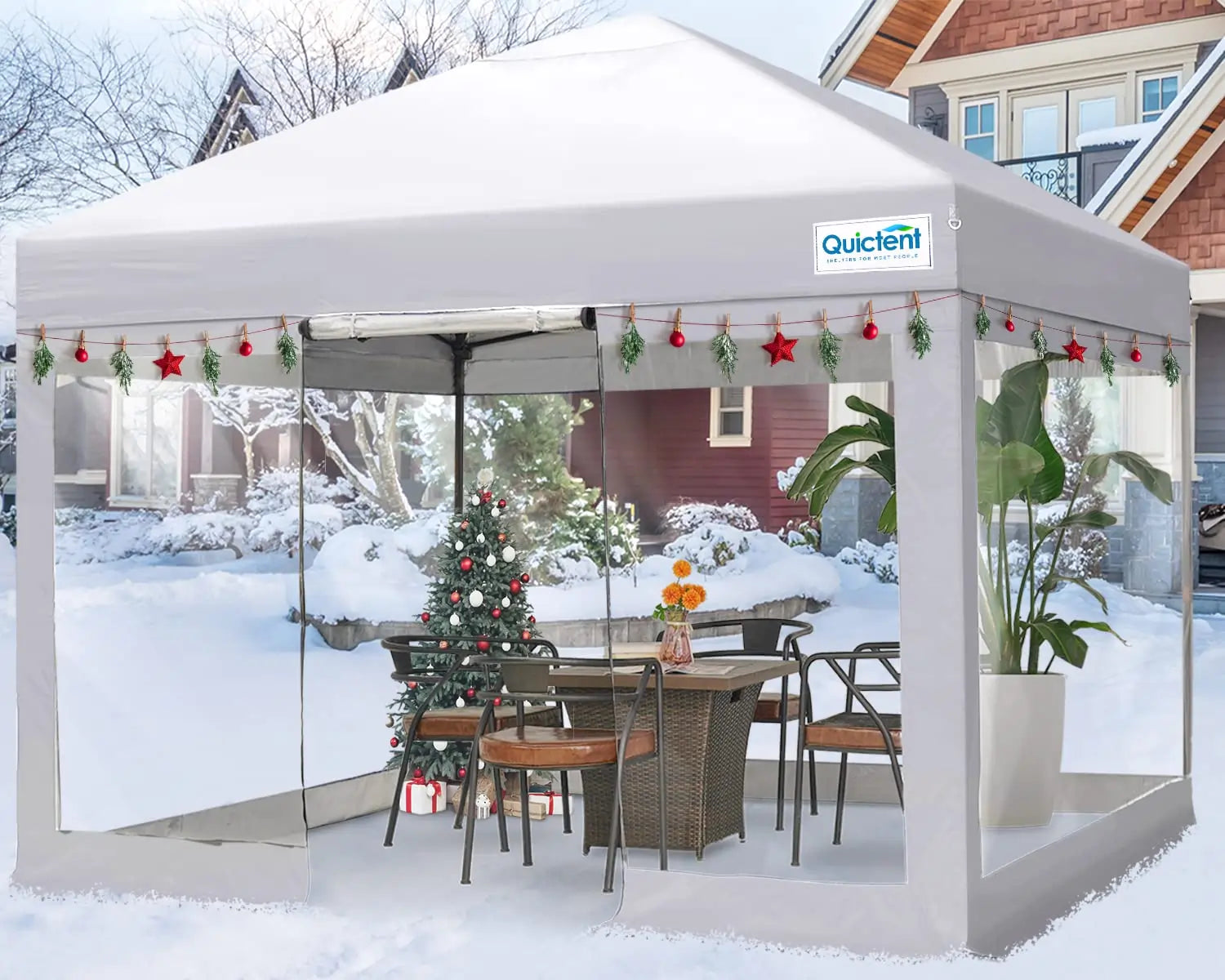 white 10x10 clear sidewall canopy tent#color_white