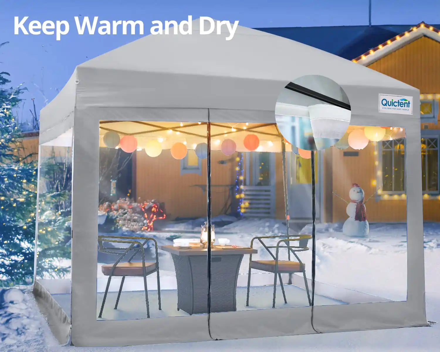 white 10x10 pop up tent with clear sidewall#color_white