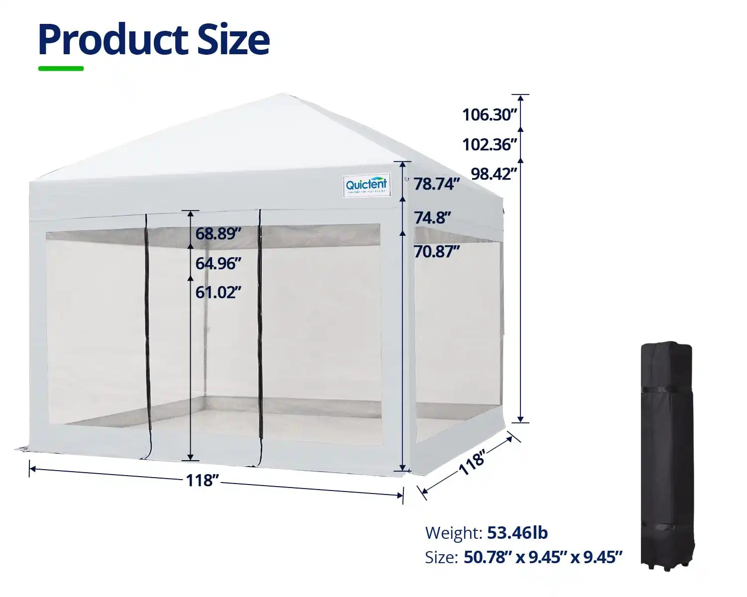 white 10x10 clear side wall dimensions#color_white