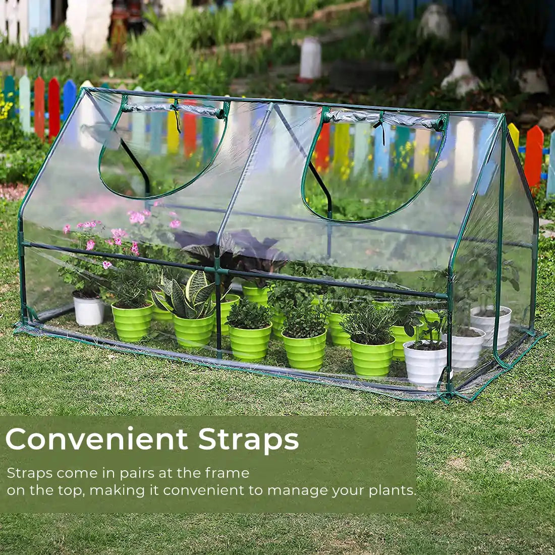 convenient straps for clear greenhouse