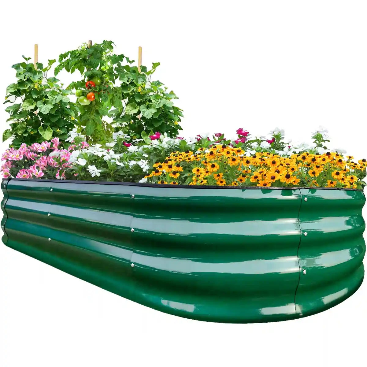green oval raised bed planter#color_dark green