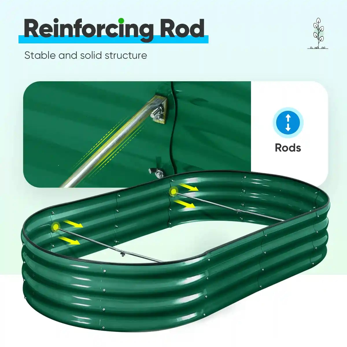 green flowerbed reinforcing rod#color_dark green