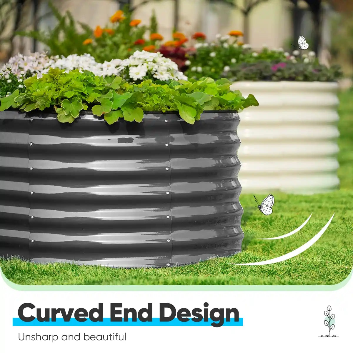 6' x 3' x 2' Oval Garden Bed special design#color_dark grey