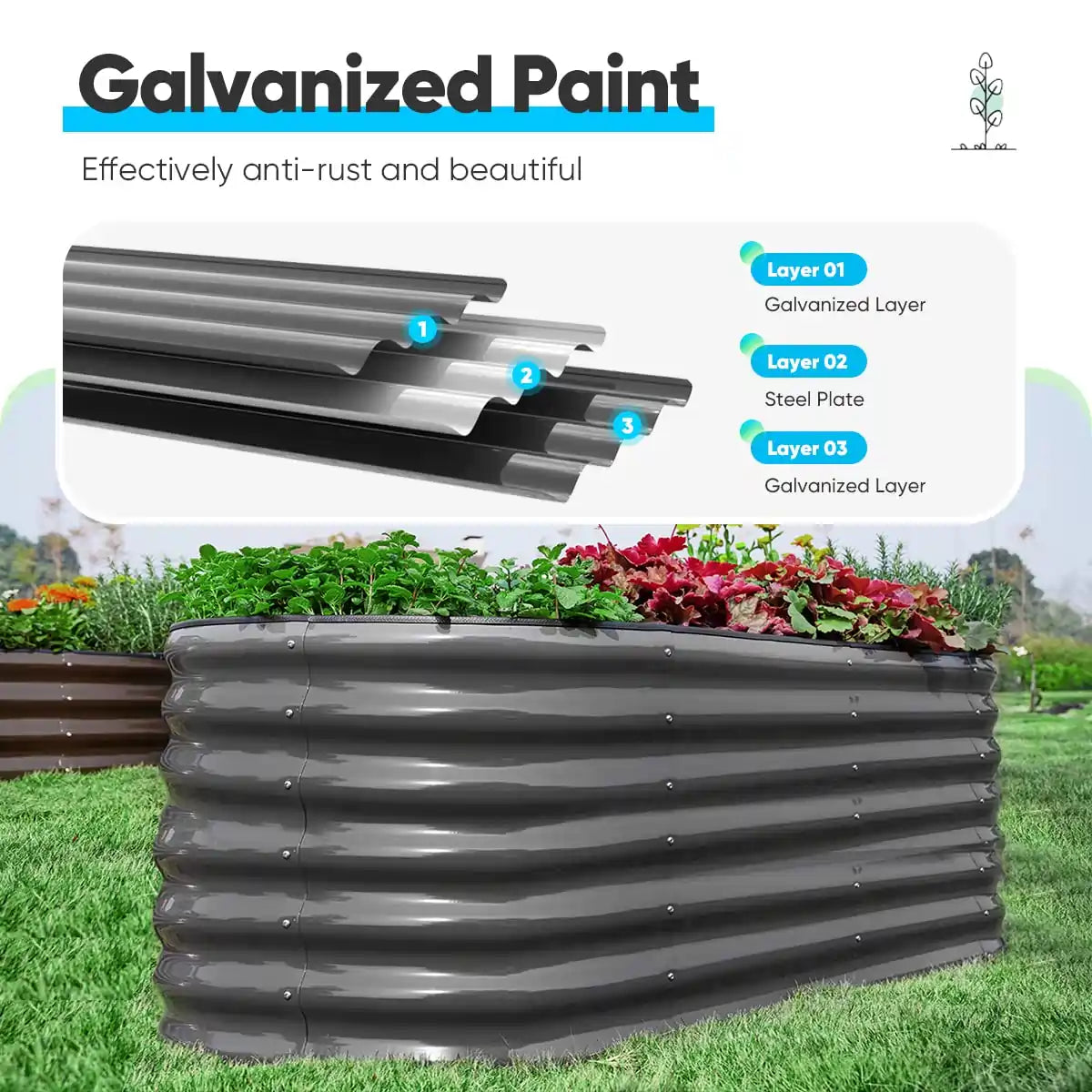 6' x 3' x 2'  garden bed galvanized paint#color_dark grey