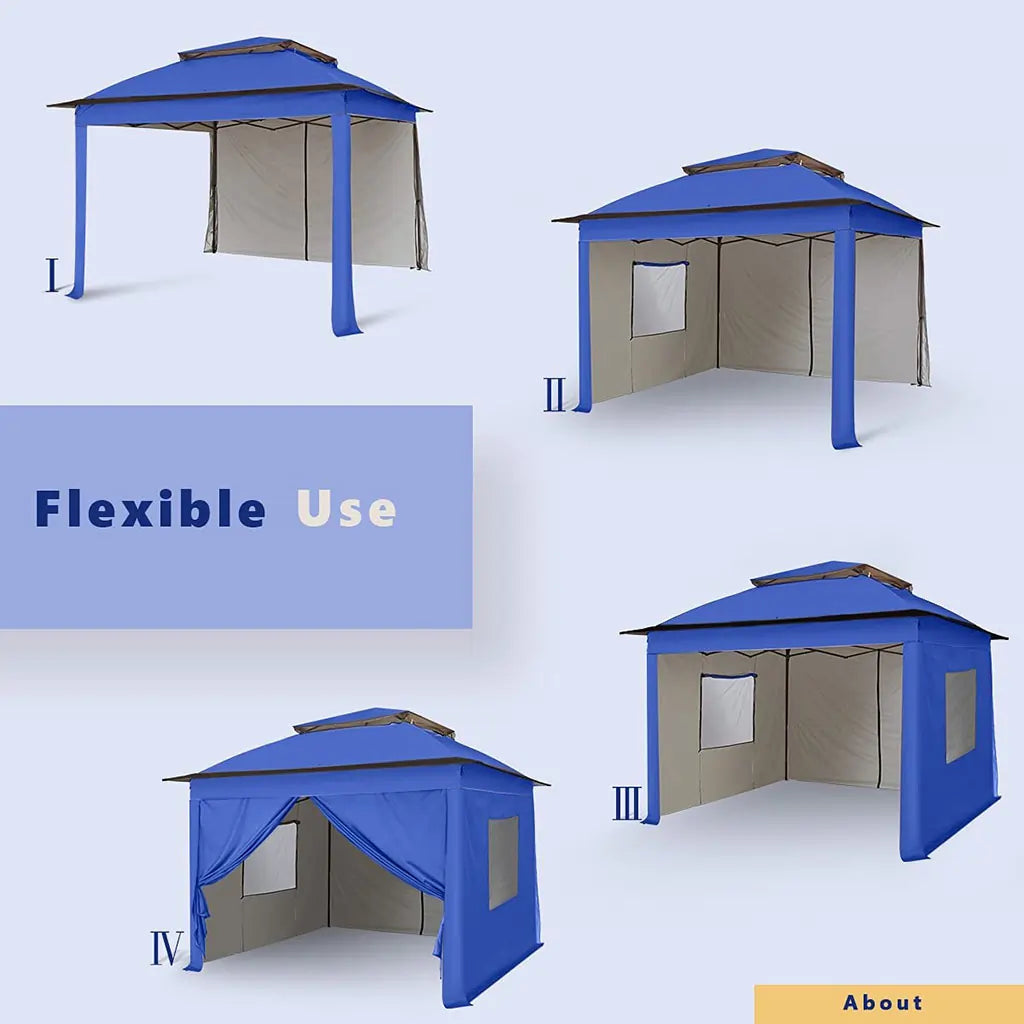 Flexible Use Gazebo Canopy Tent With Sides#color_royal blue