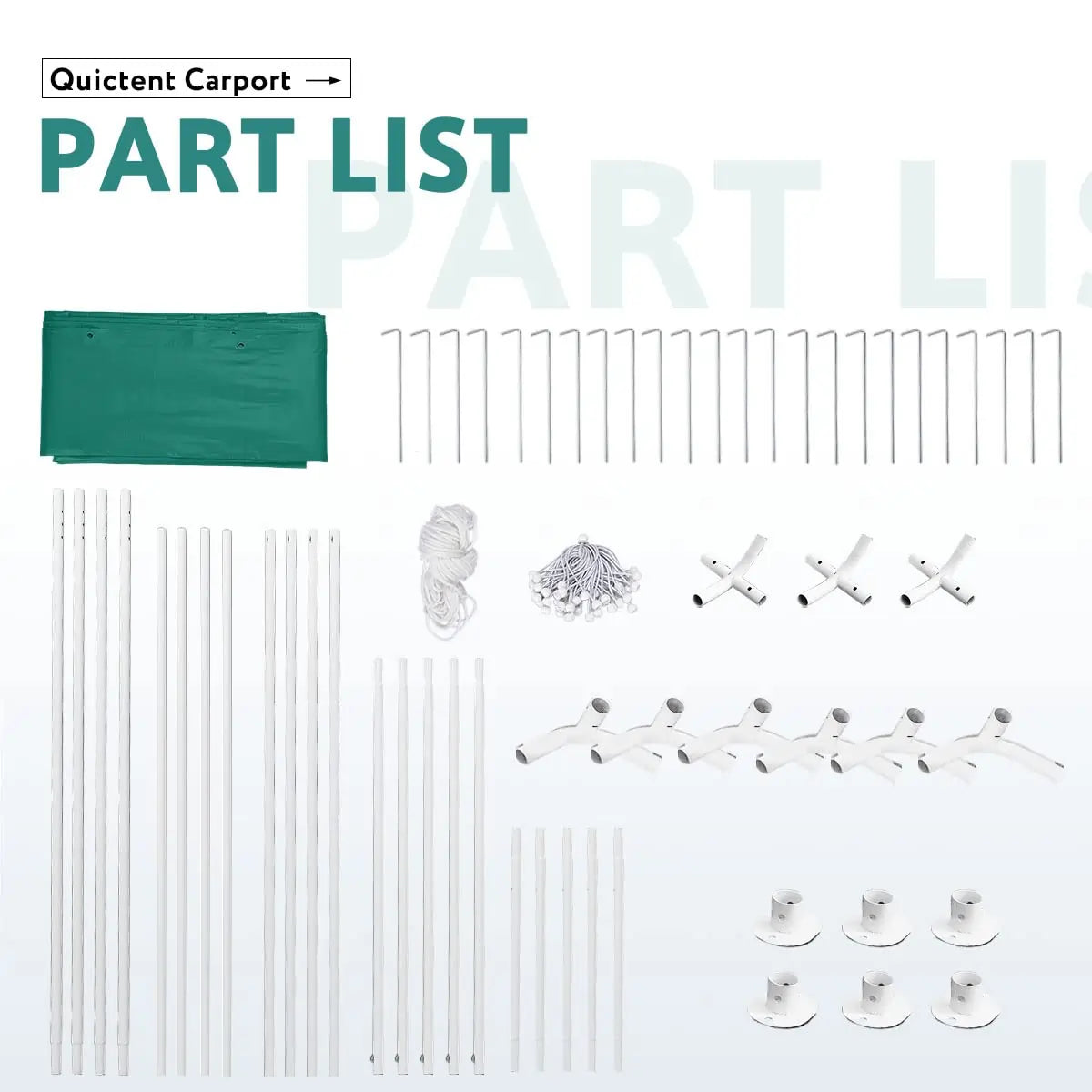 basic car canopy part list#color_green