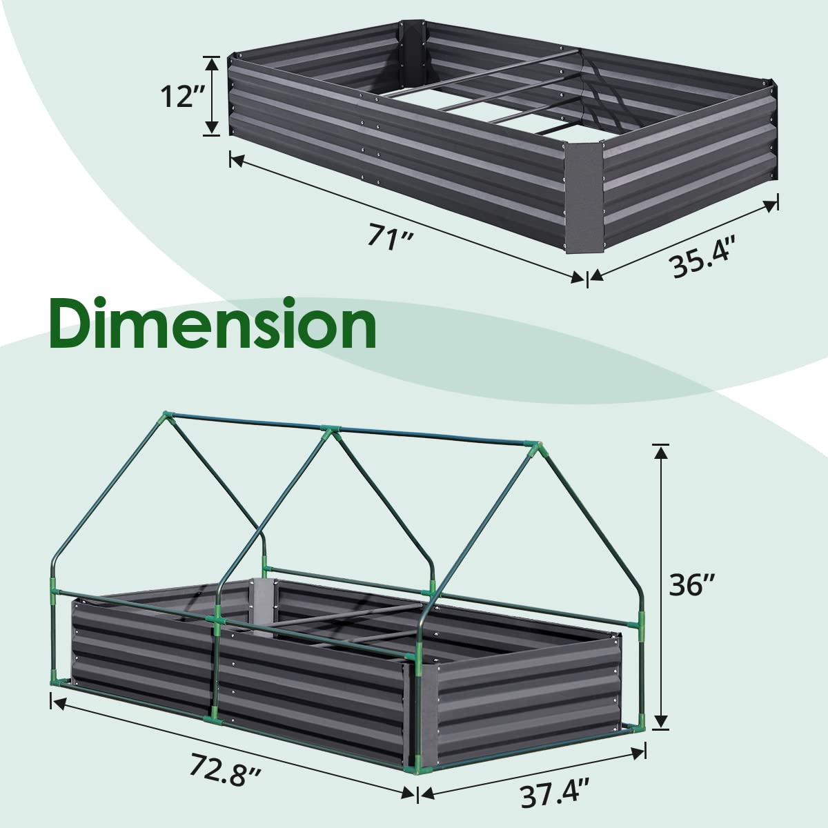 garden bed dimension#color_green