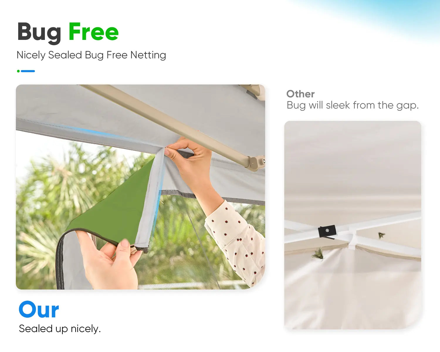 green canopy tent bug free netting#color_green