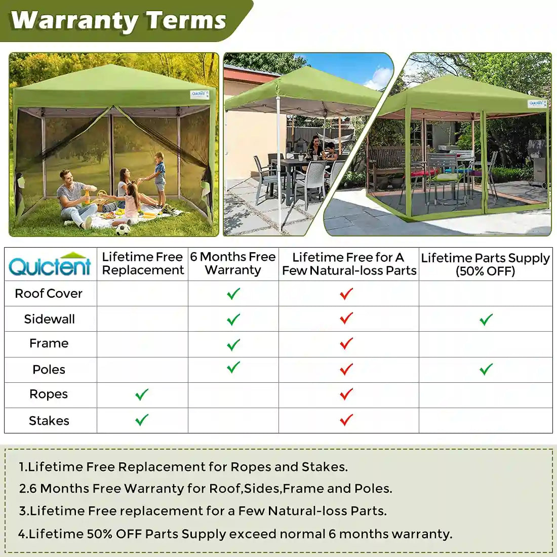 green mesh canopy tent warranty#color_green