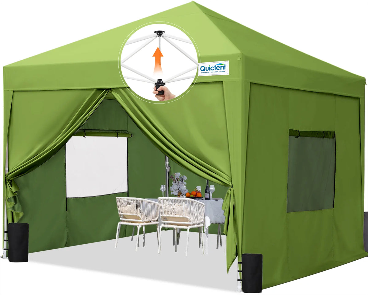 Quictent 8x8 Pop Up Canopy Tent with Sides Straight Leg Shelter