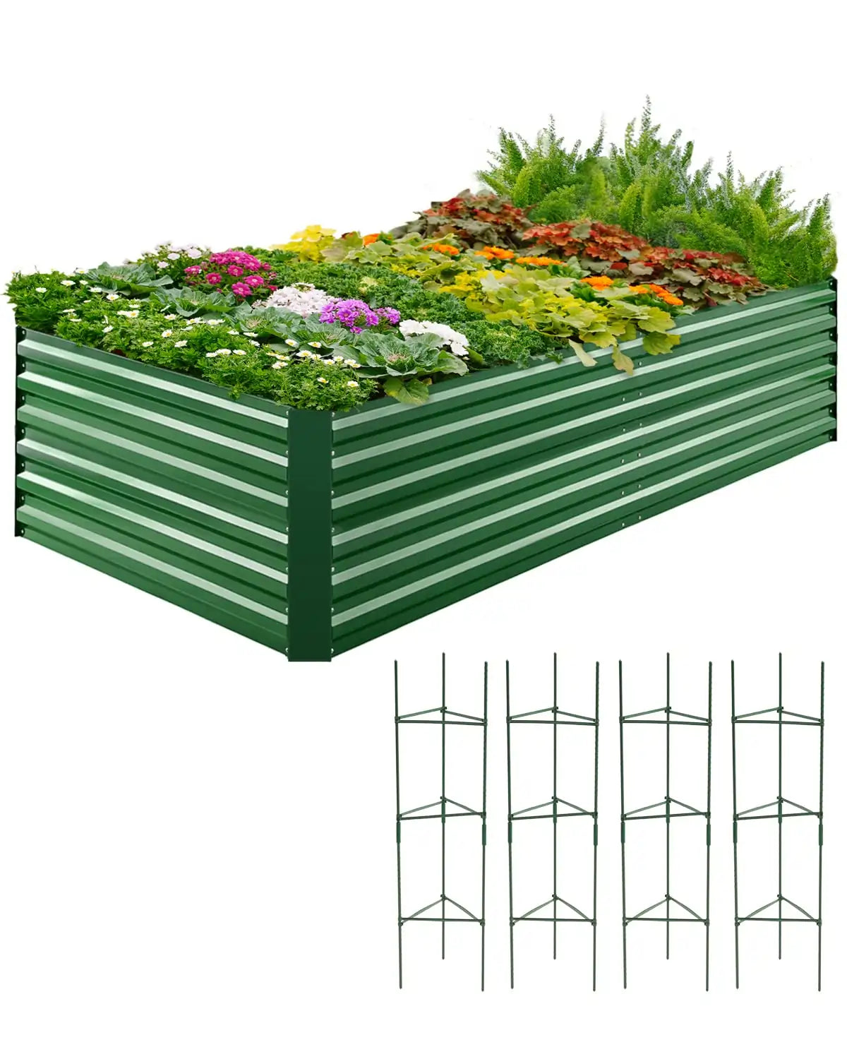 Green 8' x 4' x 2' Galvanized Raised Garden Bed#color_green