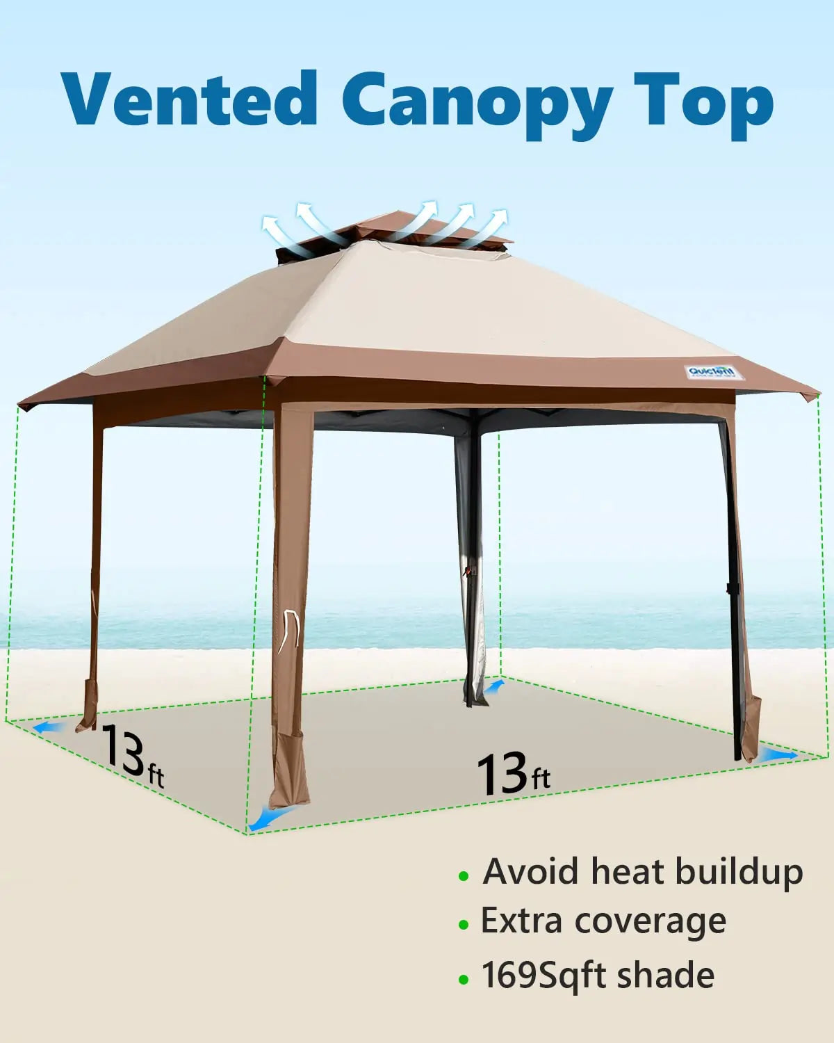 Khaki 13x13 gazebo canopy tent#color_beige/khaki