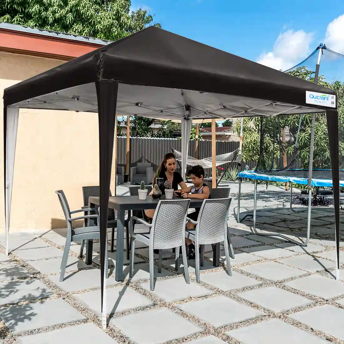 Black no sidewall pop up canopy backyard#color_black