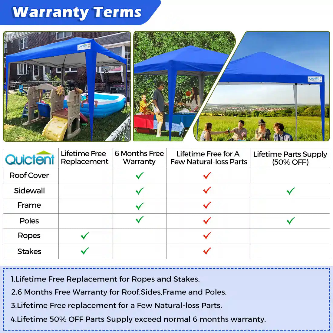 Blue pop up canopy warranty terms#color_ royal blue