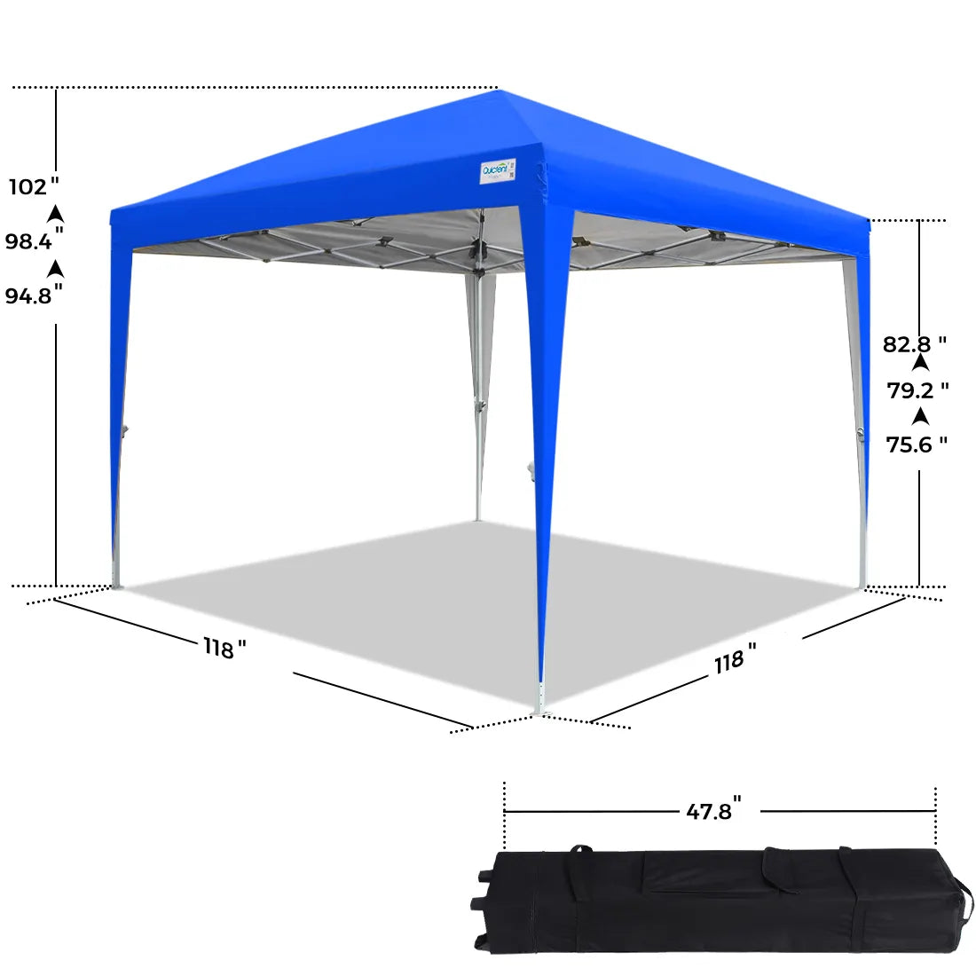 Blue no side 10x10 canopy tent size#color_ royal blue